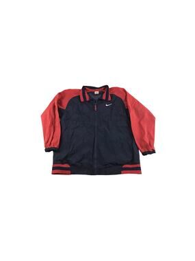 Nike Jacket XL Youth 18-20 Navy Blue Red Windbreaker Distressed Swoosh Vintage